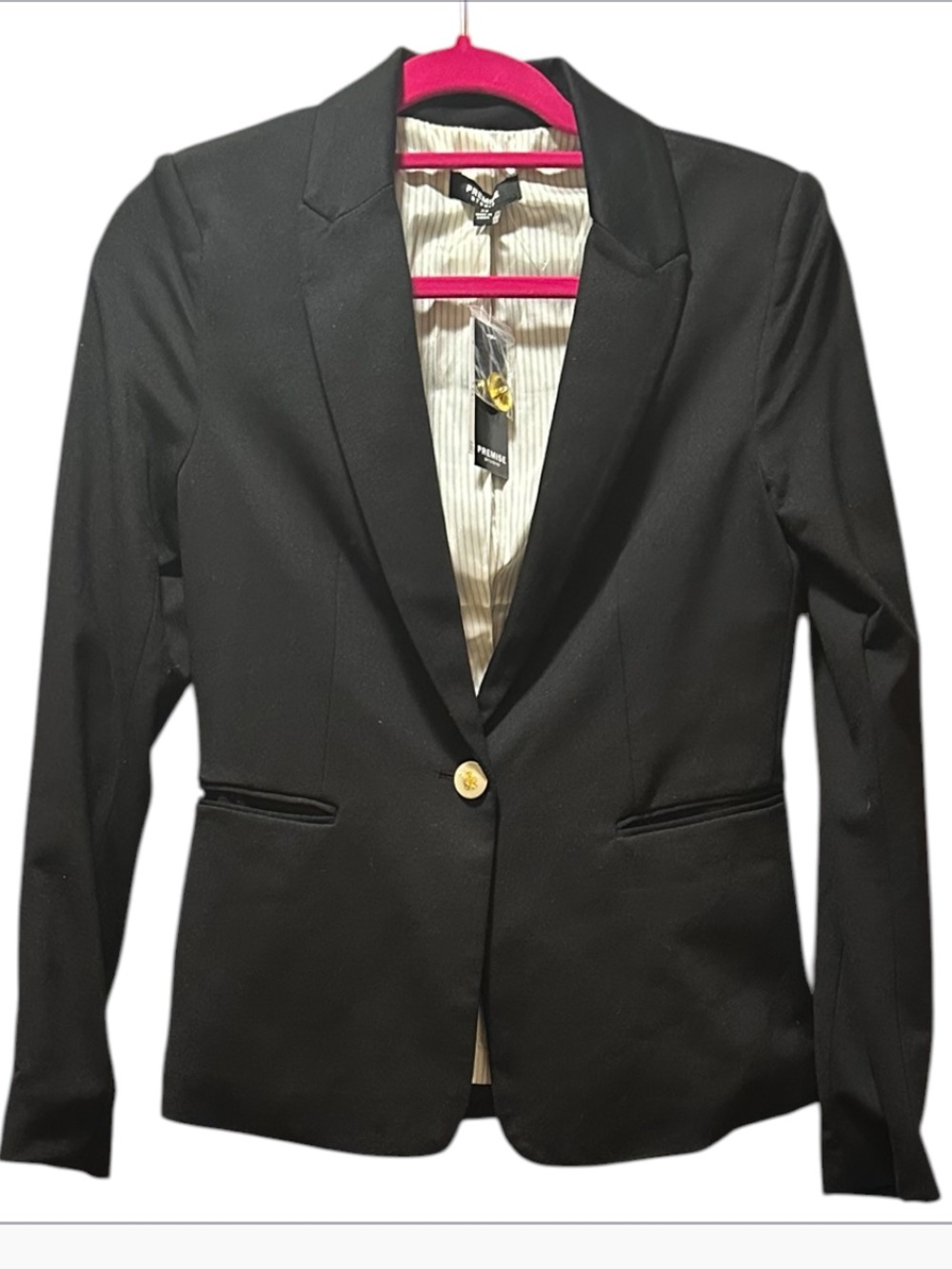 Premise Black Single-Button Notch Lapel Blazer